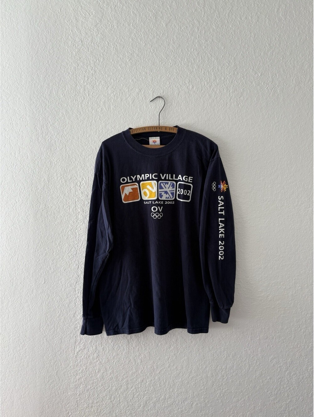 Vintage Salt Lake 2002 Olympic Winter Games Long Sleeve T-Shirt Mens Large Blue